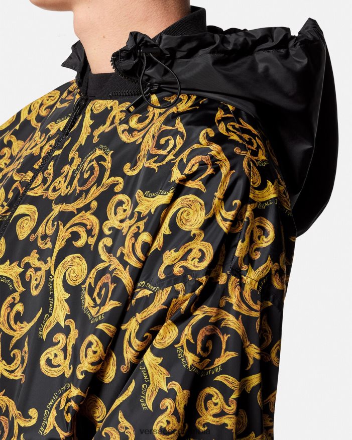 hombres chaqueta con capucha de alta costura Versace oro negro 2RP40F2380 ropa