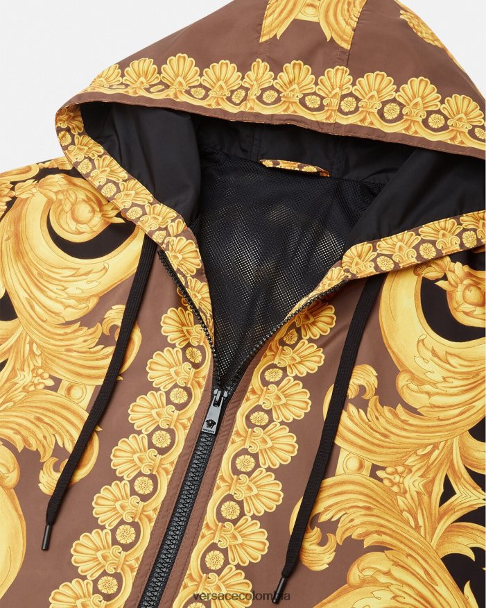 hombres chaqueta cortavientos barroco 660 Versace marrón y dorado 2RP40F1241 ropa
