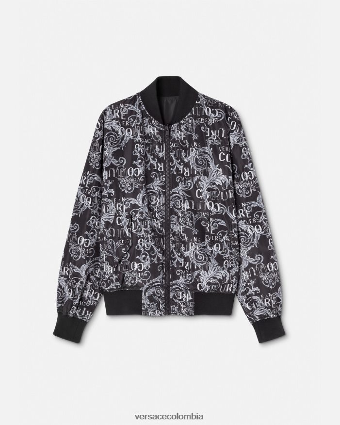 hombres chaqueta reversible de alta costura con logo Versace negro y estampado 2RP40F2415 ropa