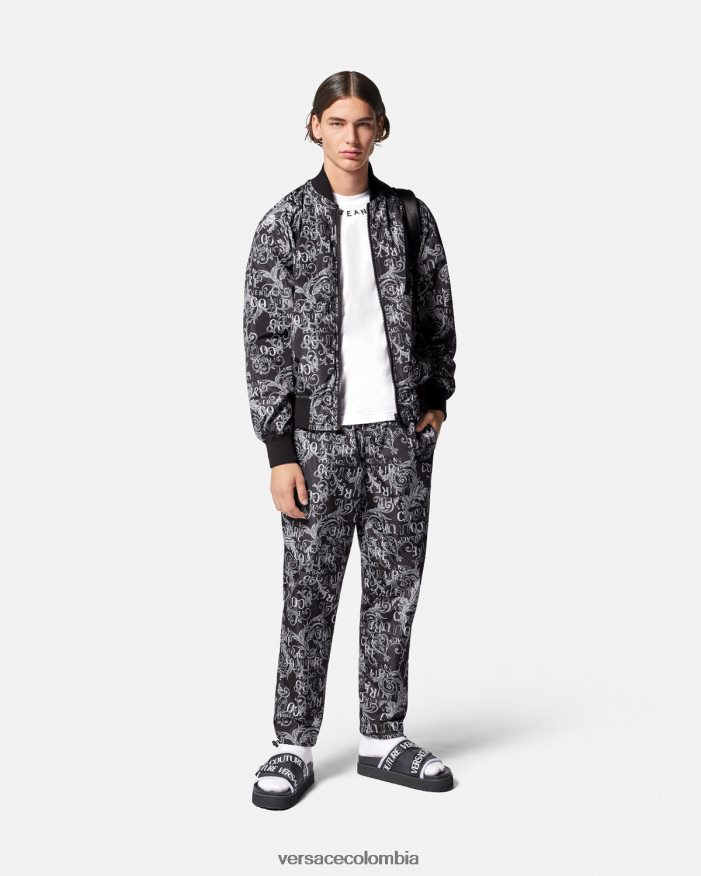 hombres chaqueta reversible de alta costura con logo Versace negro y estampado 2RP40F2415 ropa