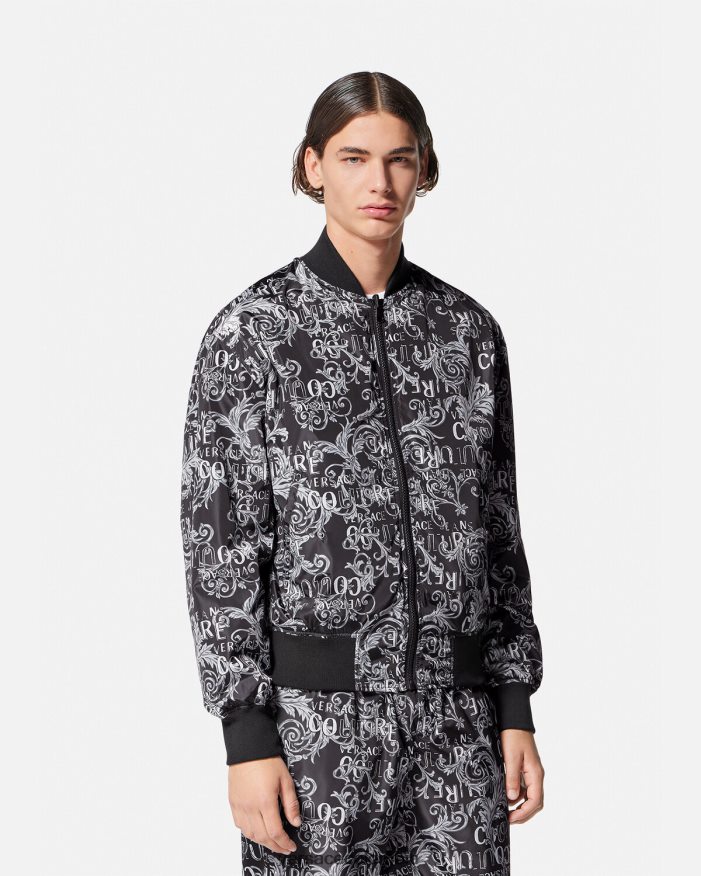 hombres chaqueta reversible de alta costura con logo Versace negro y estampado 2RP40F2415 ropa
