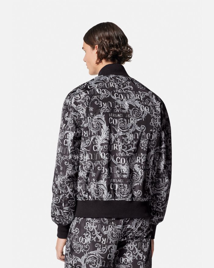 hombres chaqueta reversible de alta costura con logo Versace negro y estampado 2RP40F2415 ropa
