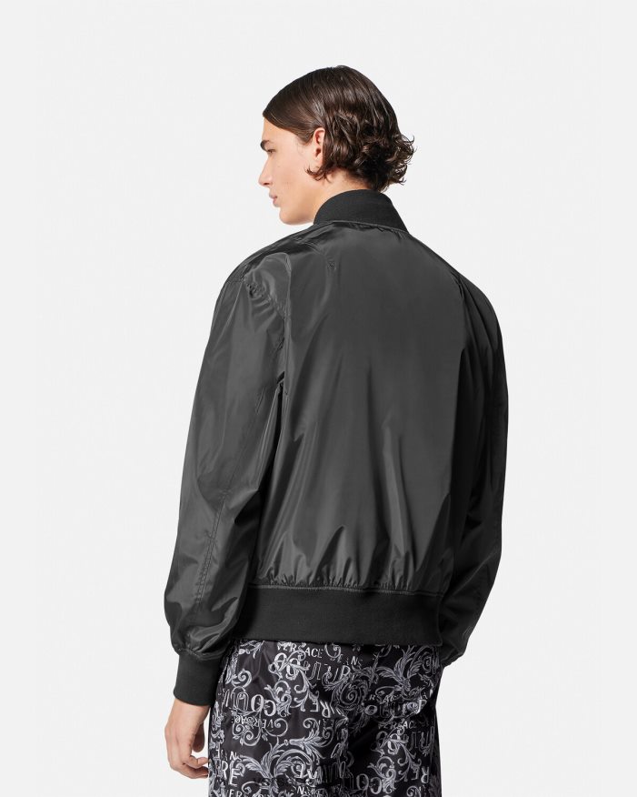 hombres chaqueta reversible de alta costura con logo Versace negro y estampado 2RP40F2415 ropa