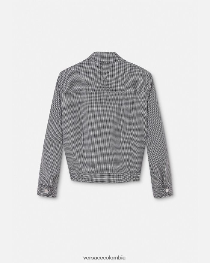 hombres chaqueta tipo blusón con cremallera y pata de gallo Versace blanco negro 2RP40F1259 ropa