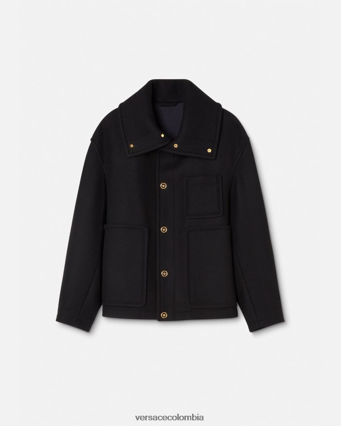 hombres chaqueta tipo blusón de lana con medusa Versace negro 2RP40F1251 ropa