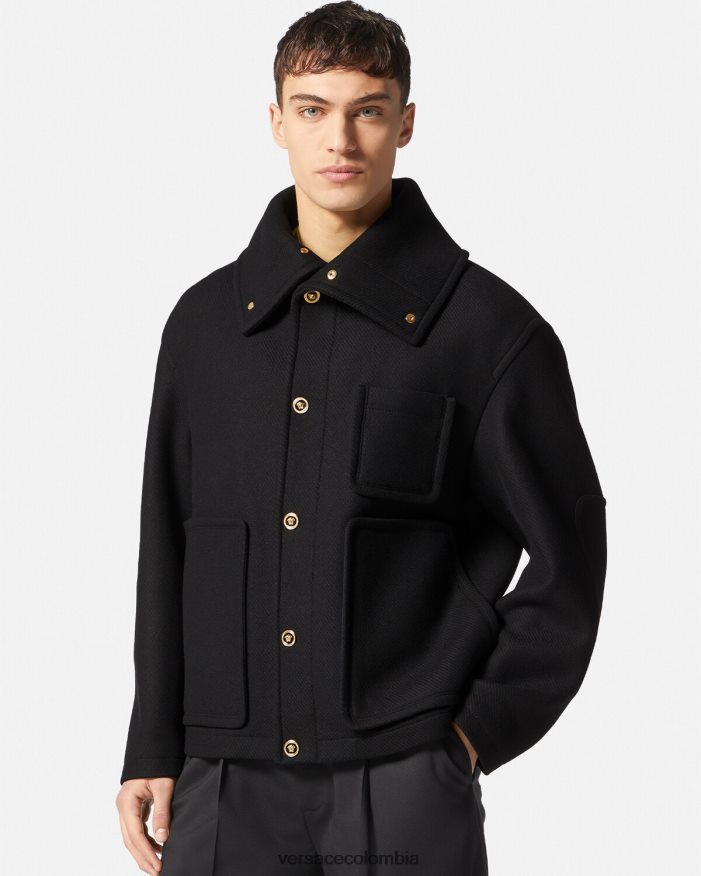 hombres chaqueta tipo blusón de lana con medusa Versace negro 2RP40F1251 ropa