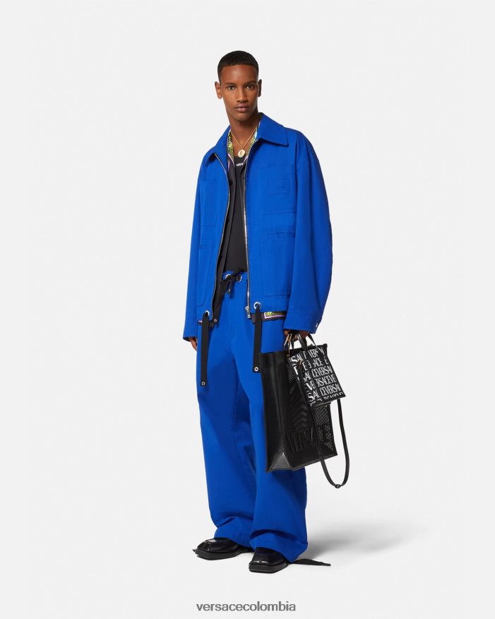 hombres chaqueta tipo cazadora con logo Versace azul 2RP40F1234 ropa