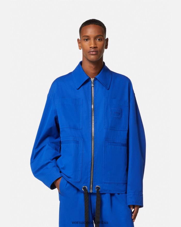 hombres chaqueta tipo cazadora con logo Versace azul 2RP40F1234 ropa
