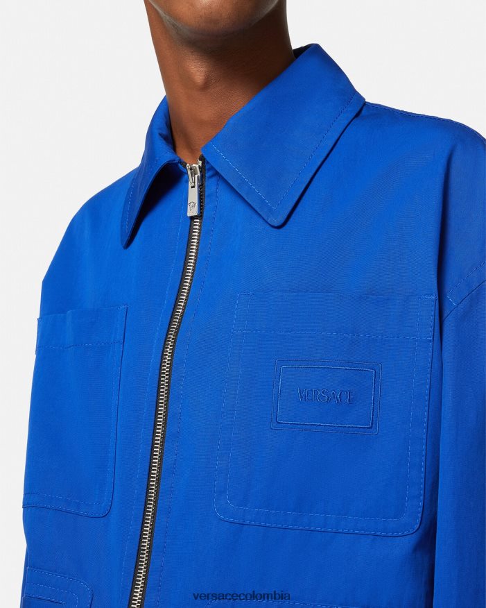 hombres chaqueta tipo cazadora con logo Versace azul 2RP40F1234 ropa