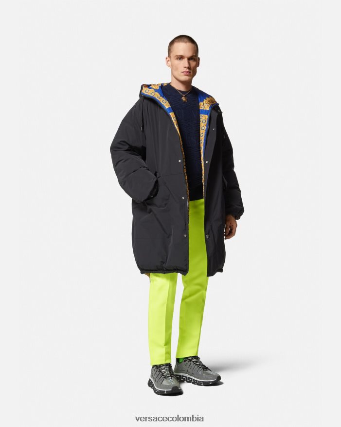 hombres parka acolchada reversible barroco 660 Versace azul y oro 2RP40F1239 ropa