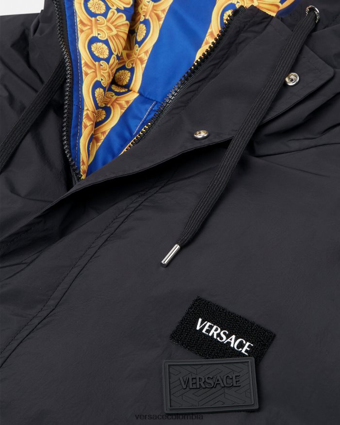 hombres parka acolchada reversible barroco 660 Versace azul y oro 2RP40F1239 ropa