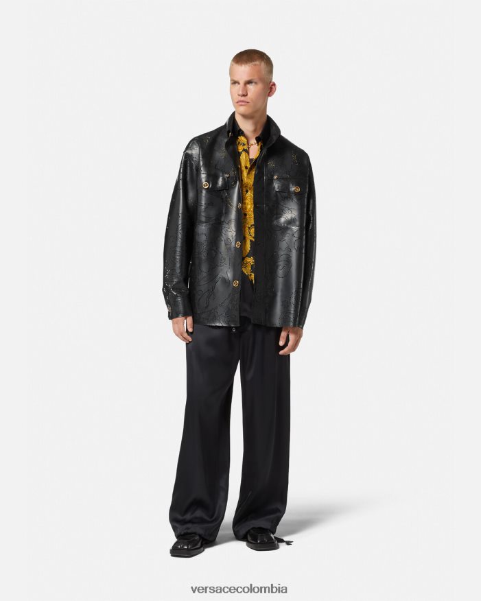 hombres sobrecamisa de látex barroco Versace negro 2RP40F1237 ropa