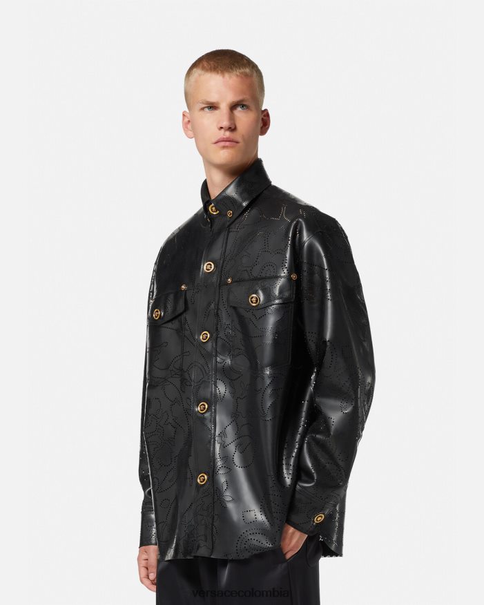 hombres sobrecamisa de látex barroco Versace negro 2RP40F1237 ropa