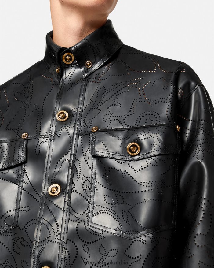 hombres sobrecamisa de látex barroco Versace negro 2RP40F1237 ropa