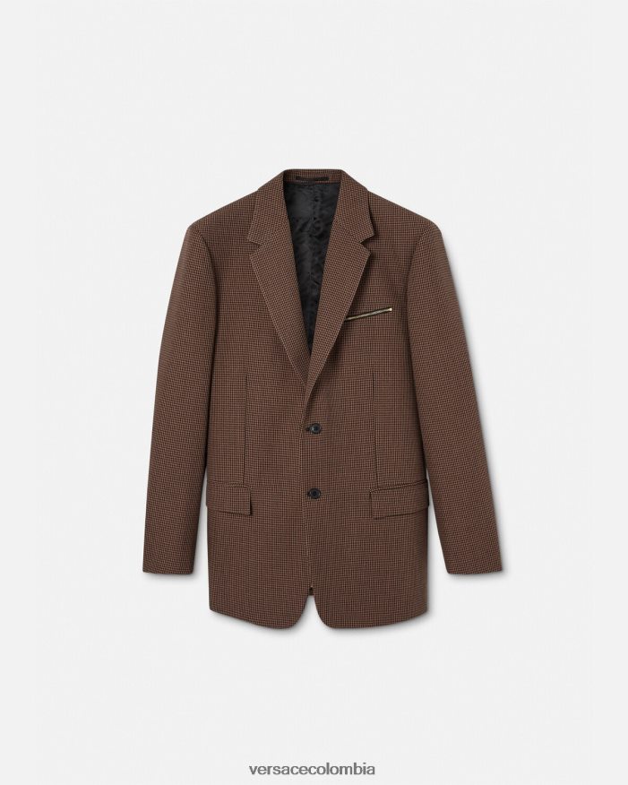 hombres blazer barroco 660 de pata de gallo Versace marrón y dorado 2RP40F1279 ropa
