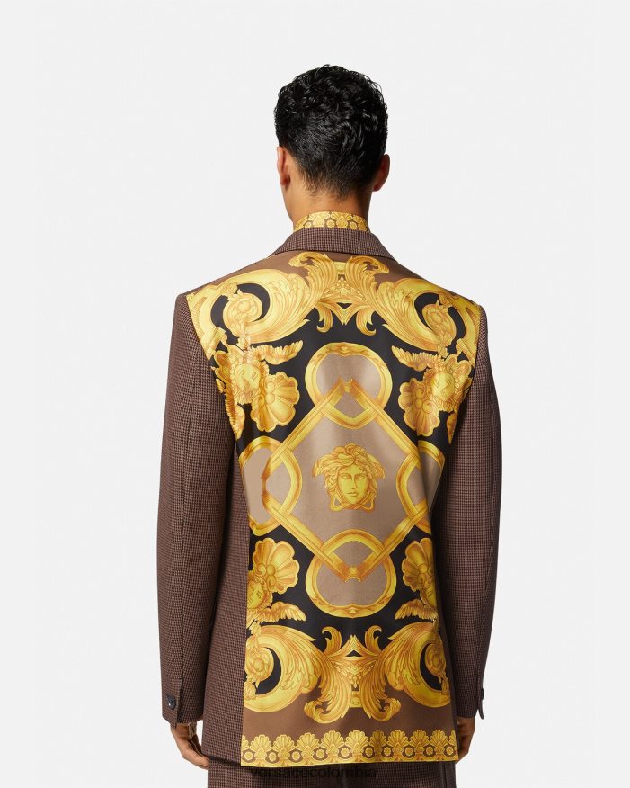 hombres blazer barroco 660 de pata de gallo Versace marrón y dorado 2RP40F1279 ropa
