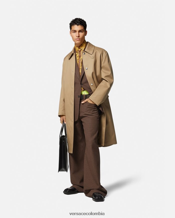 hombres blazer barroco 660 de pata de gallo Versace marrón y dorado 2RP40F1279 ropa