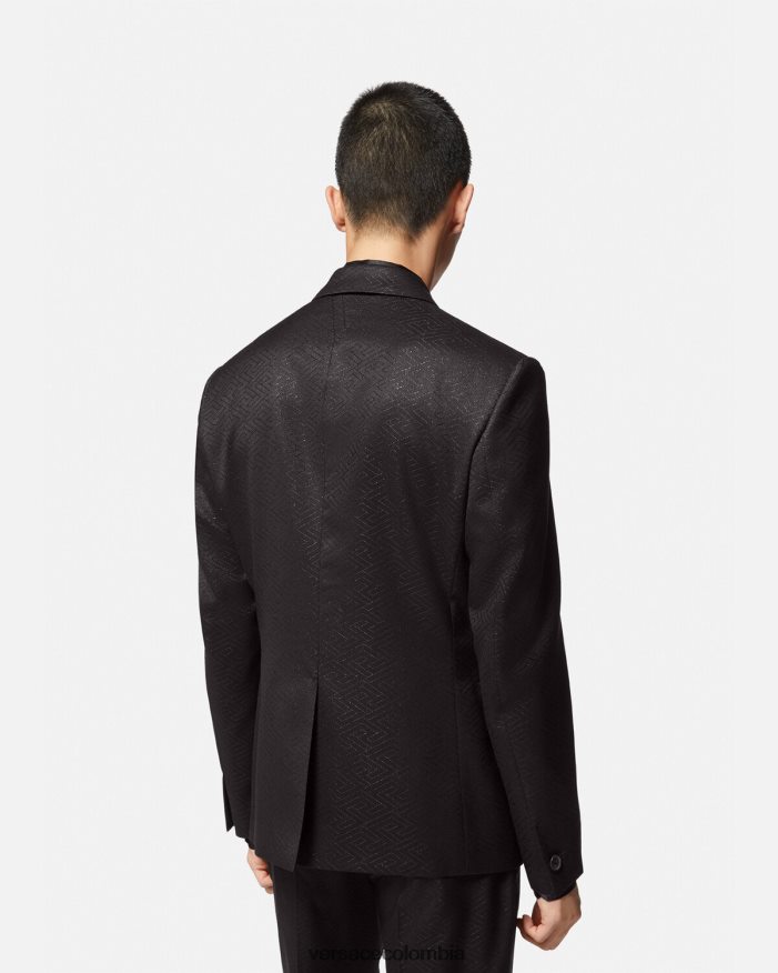hombres blazer con greca en jacquard Versace negro 2RP40F1277 ropa