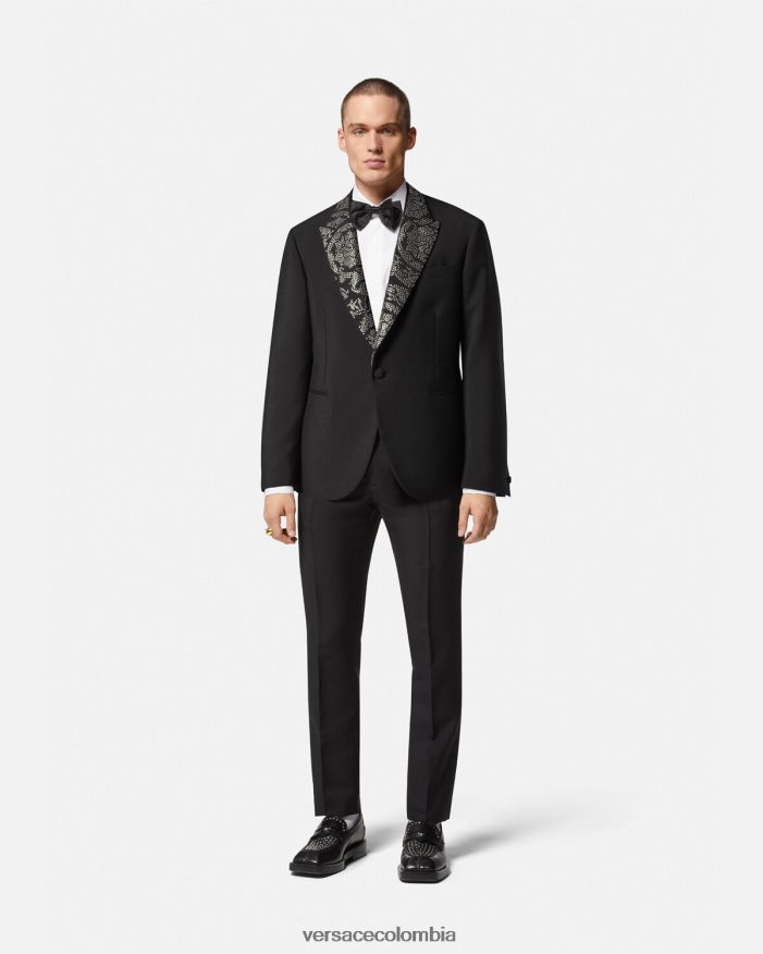hombres blazer con silueta barroco y tachuelas Versace negro 2RP40F1275 ropa