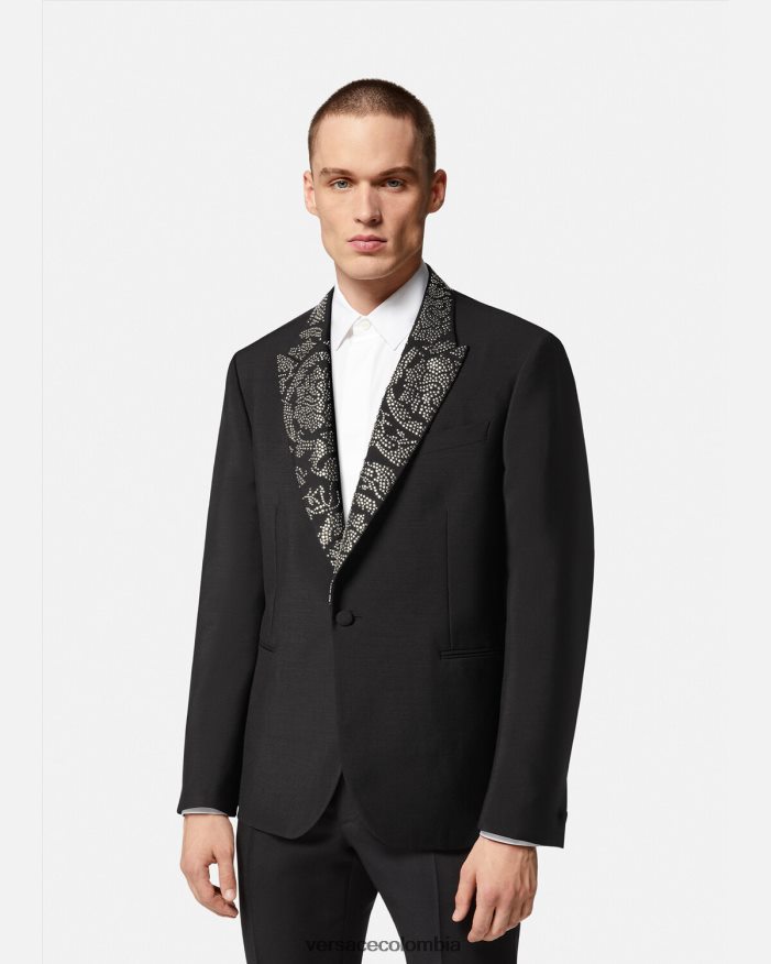 hombres blazer con silueta barroco y tachuelas Versace negro 2RP40F1275 ropa