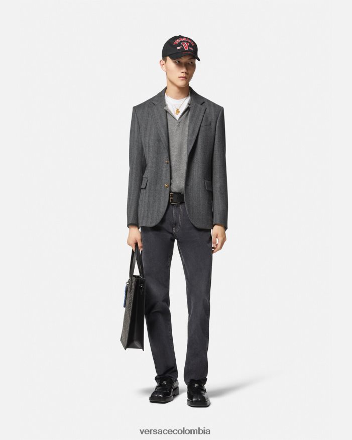hombres blazer de cachemir con medusa Versace gris 2RP40F1263 ropa