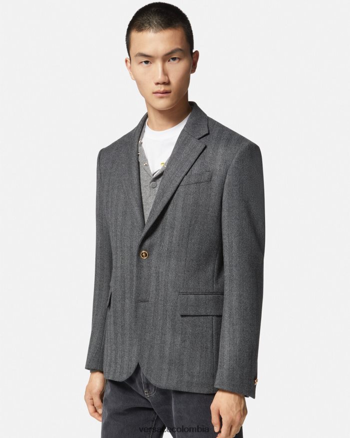 hombres blazer de cachemir con medusa Versace gris 2RP40F1263 ropa