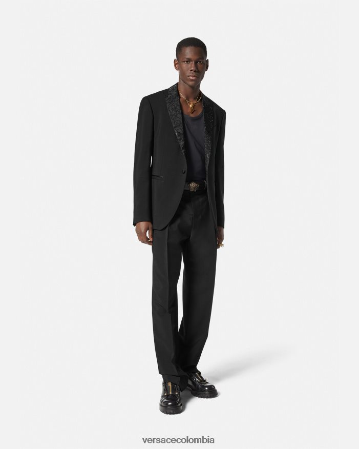 hombres blazer de noche con silueta barroca Versace negro 2RP40F1265 ropa