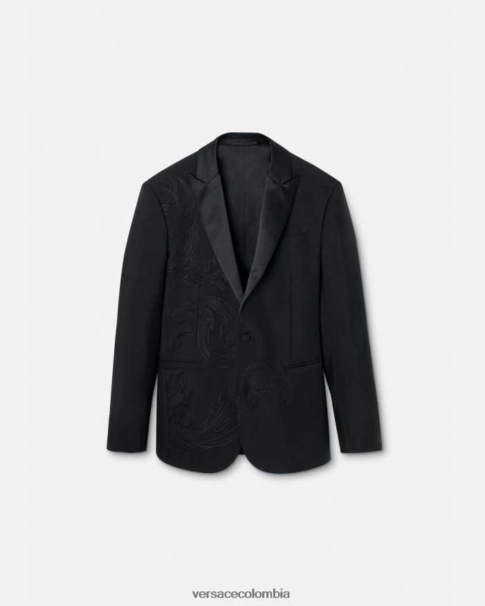 hombres blazer formal con bordado barroco Versace negro 2RP40F1262 ropa