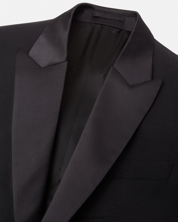 hombres chaqueta formal de lana Versace negro 2RP40F1260 ropa