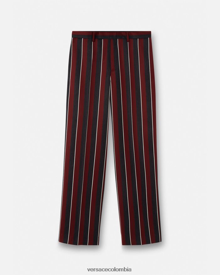 hombres pantalones de lana a rayas Versace rojo y gris 2RP40F1270 ropa