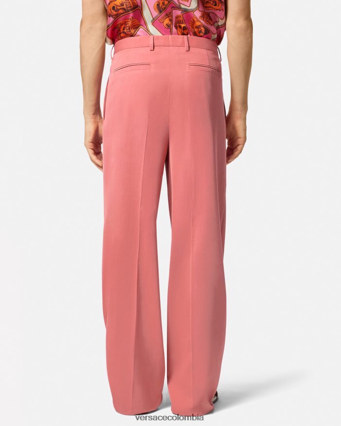 hombres pantalones formales de pierna ancha Versace rosa 2RP40F1274 ropa