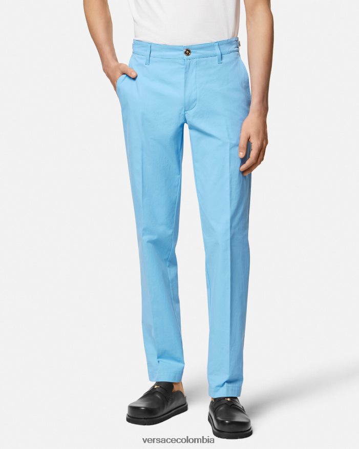 hombres pantalones grandes de medusa Versace azul claro 2RP40F1267 ropa