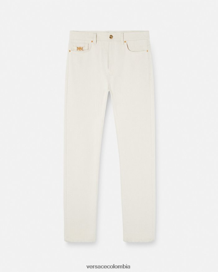 hombres jeans con medusa biggie Versace blanco 2RP40F1444 ropa