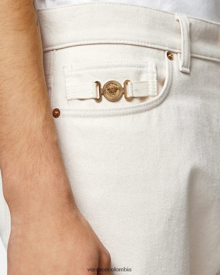hombres jeans con medusa biggie Versace blanco 2RP40F1444 ropa