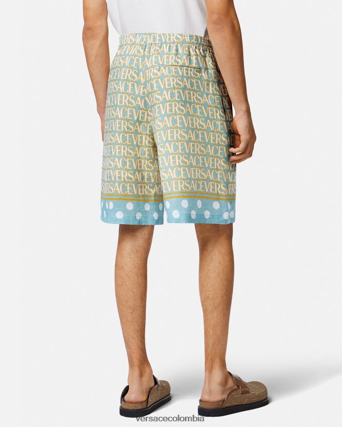 hombres pantalones cortos de lino Versace imprimir 2RP40F1439 ropa