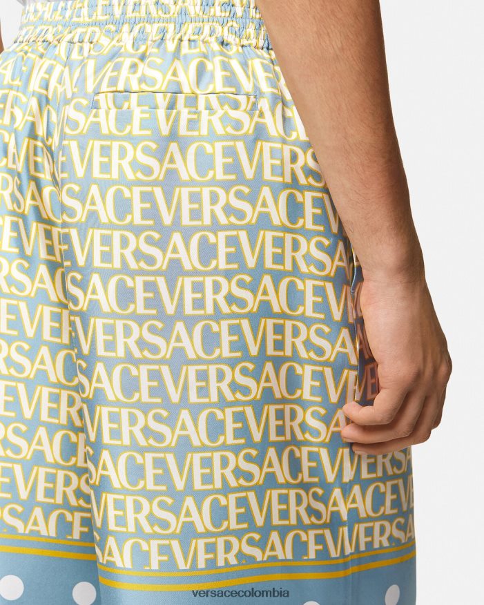 hombres pantalones cortos de seda Versace imprimir 2RP40F1438 ropa