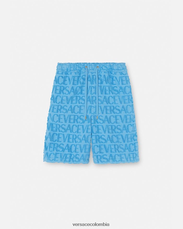 hombres pantalones cortos de toalla Versace azul claro 2RP40F1429 ropa
