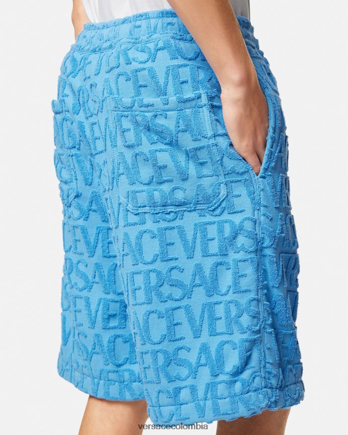 hombres pantalones cortos de toalla Versace azul claro 2RP40F1429 ropa