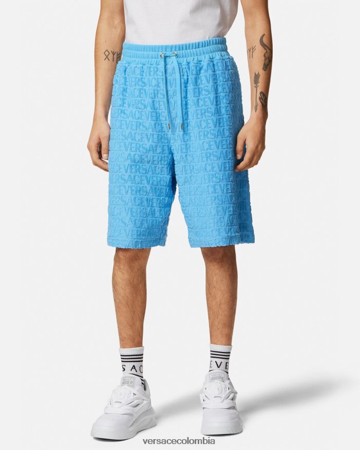 hombres pantalones cortos de toalla Versace azul claro 2RP40F1431 ropa