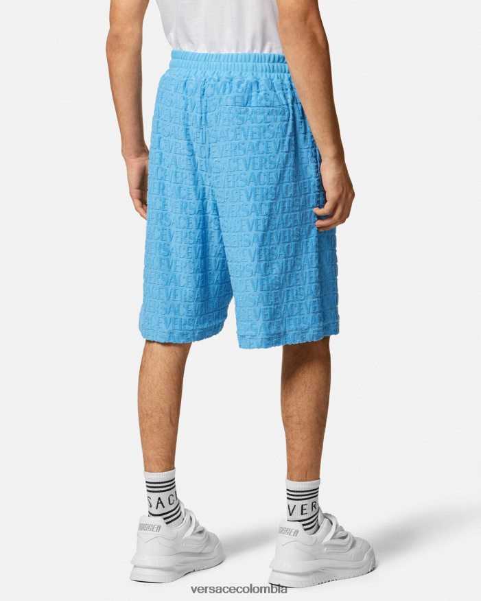 hombres pantalones cortos de toalla Versace azul claro 2RP40F1431 ropa