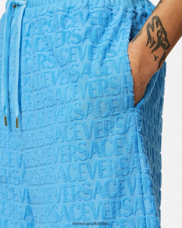 hombres pantalones cortos de toalla Versace azul claro 2RP40F1431 ropa