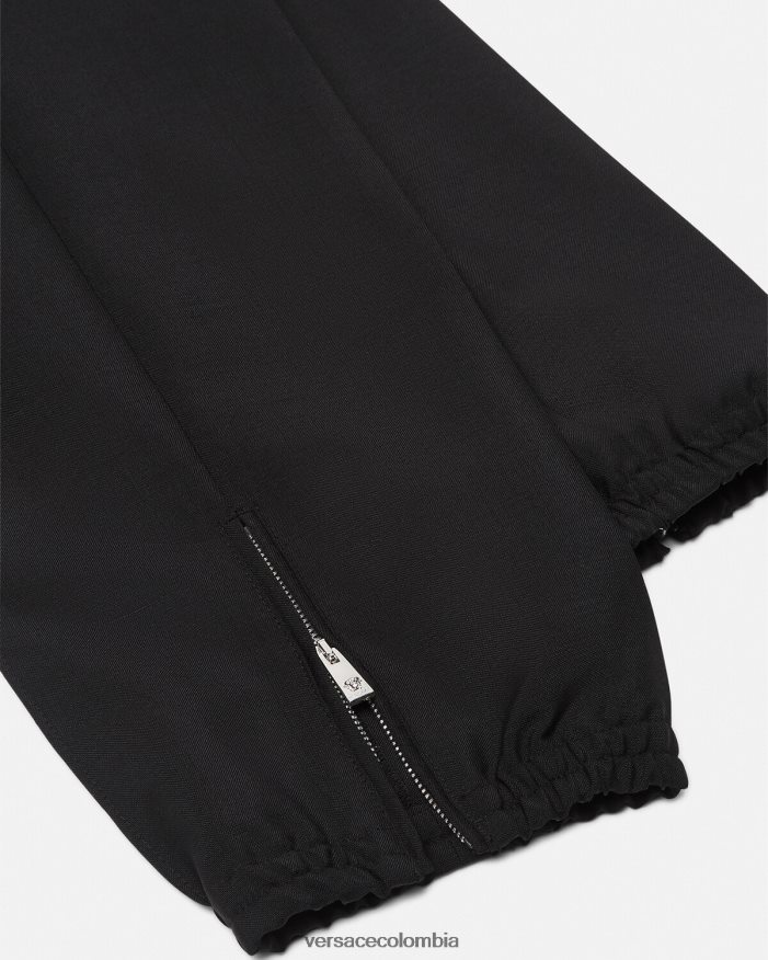 hombres pantalones jogger de mezcla de mohair Versace negro 2RP40F1450 ropa