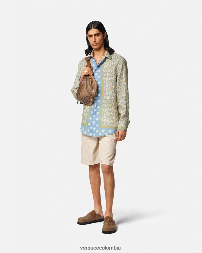 hombres shorts de cambray con silueta barroca Versace beige 2RP40F1441 ropa