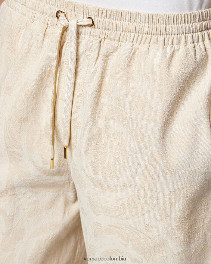 hombres shorts de cambray con silueta barroca Versace beige 2RP40F1441 ropa
