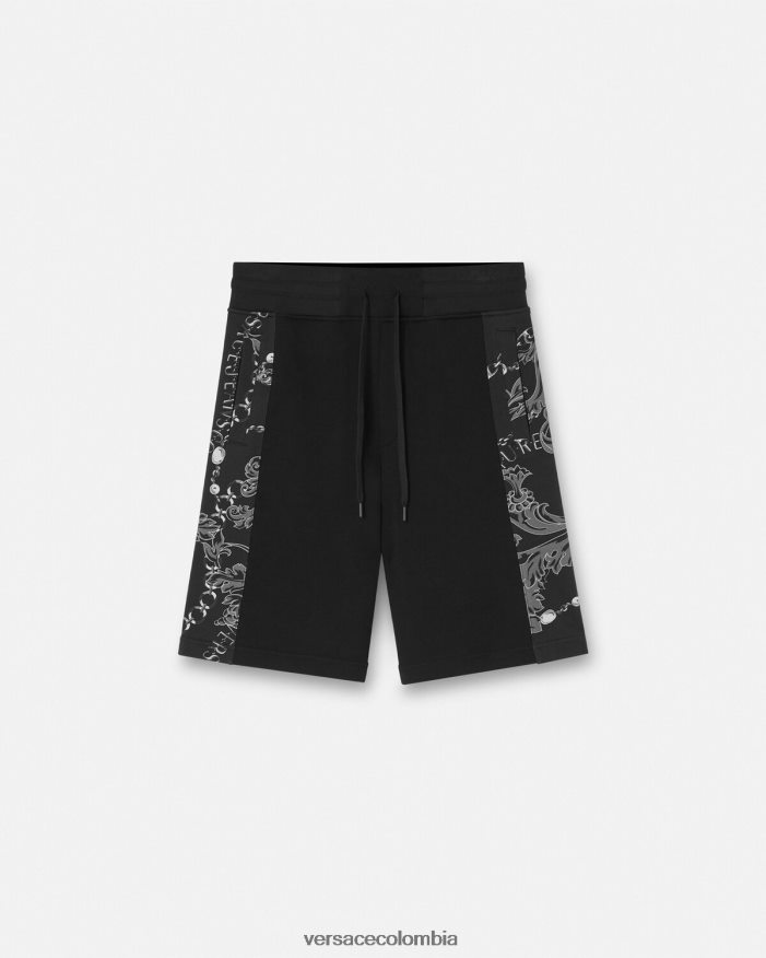 hombres shorts deportivos con cadena de alta costura Versace negro 2RP40F2441 ropa