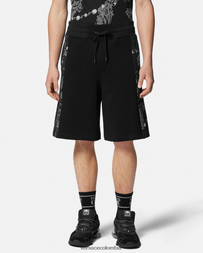 hombres shorts deportivos con cadena de alta costura Versace negro 2RP40F2441 ropa