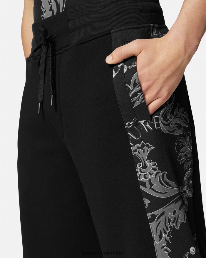 hombres shorts deportivos con cadena de alta costura Versace negro 2RP40F2441 ropa