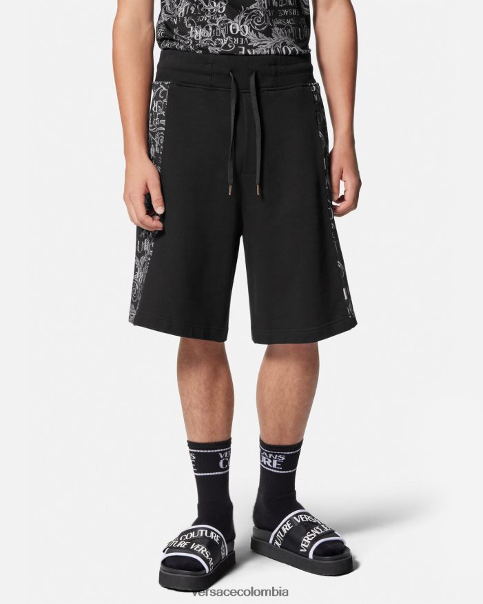 hombres shorts deportivos de alta costura con logo Versace negro 2RP40F2423 ropa