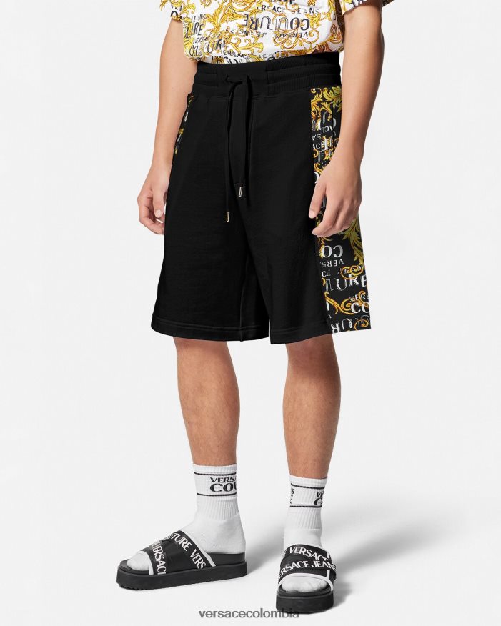 hombres shorts deportivos de alta costura con logo Versace oro negro 2RP40F2422 ropa