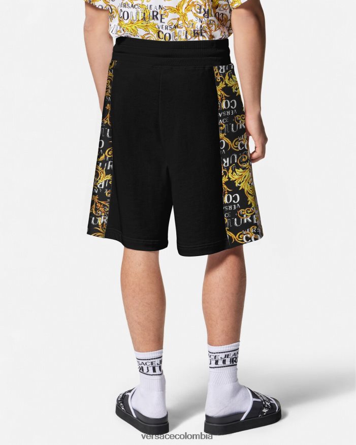hombres shorts deportivos de alta costura con logo Versace oro negro 2RP40F2422 ropa